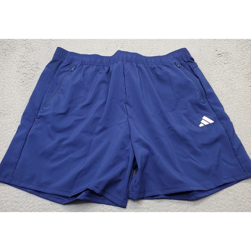 Adidas Core 18 Training Shorts Mens 2XL Blue Stretch 7" Inseam Elastic Waist